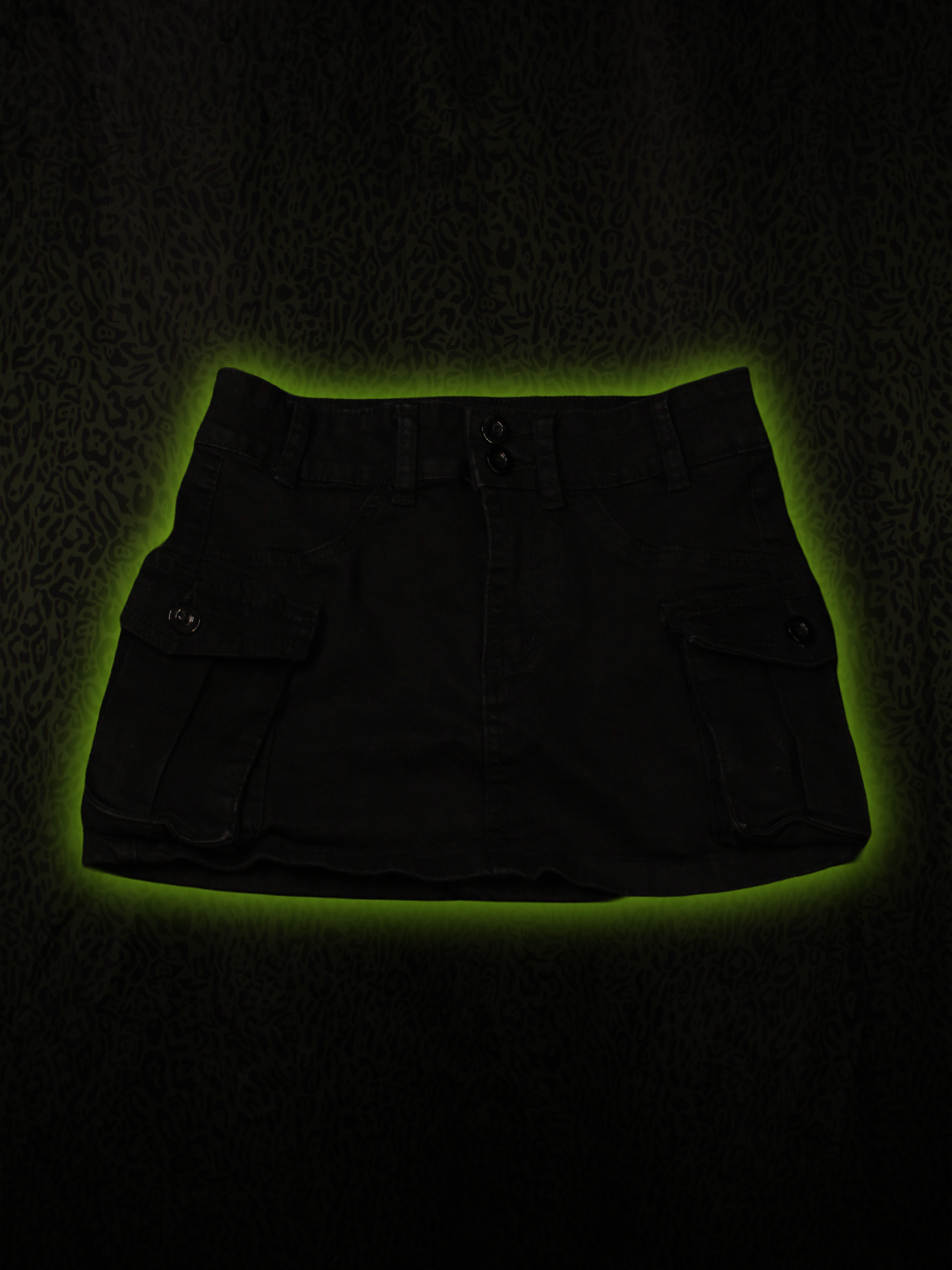 Black Mini Cargo Skirt Front