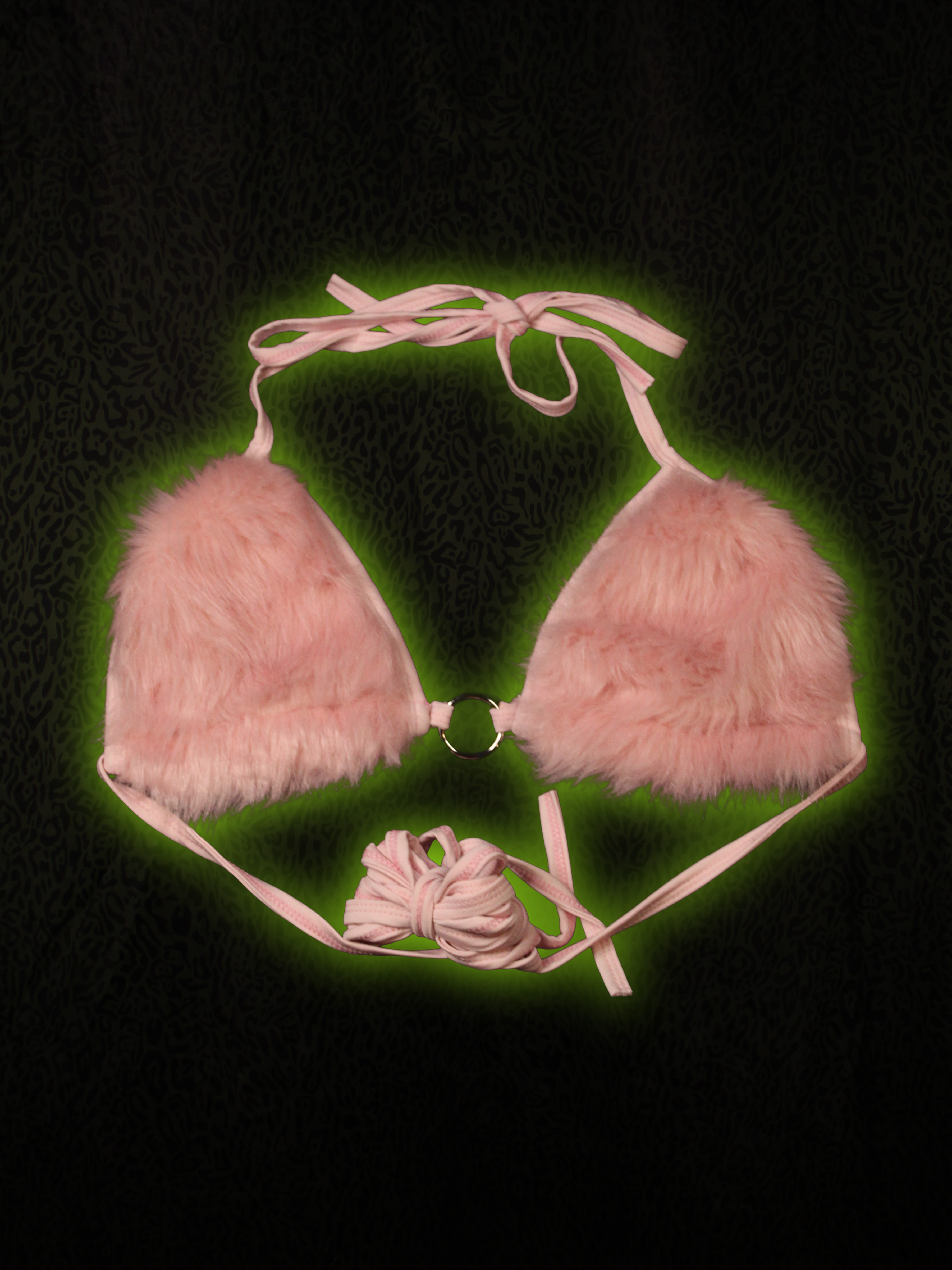 Pink Fuzzy Bikini Top Front