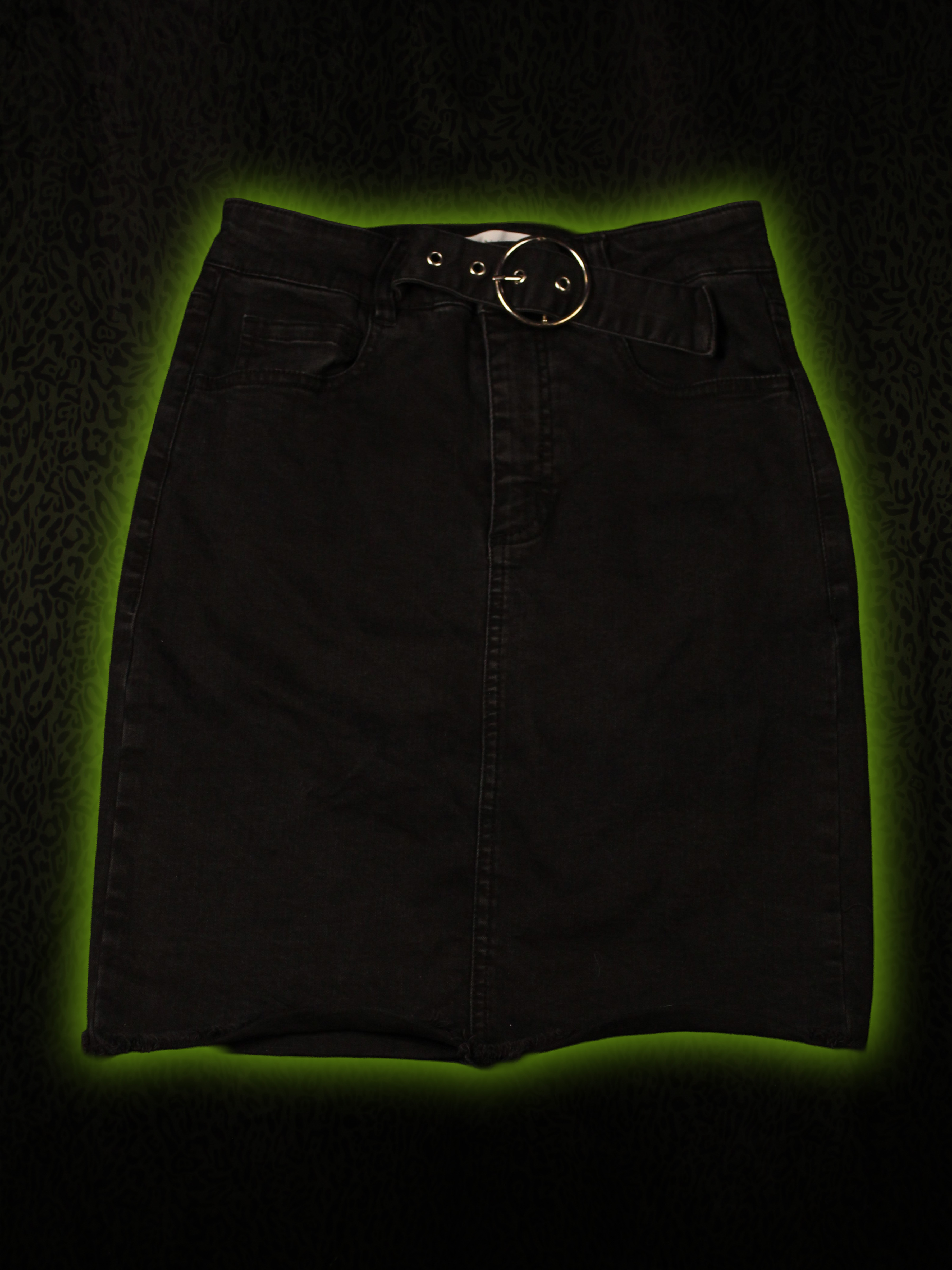 Black Denim Skirt Front